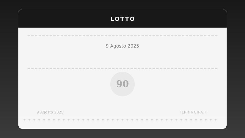 Risultati Lotto 9 agosto 2025: la tabella completa
