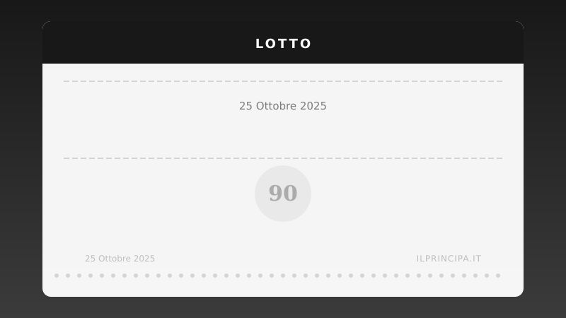 Lotto, estrazione del 25/10/2025: i numeri vincenti ruota per ruota