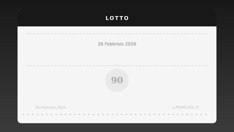 Estrazioni Lotto di giovedì 26 febbraio 2026: tutti i numeri sulle 11 ruote